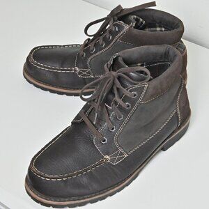 Eddie Bauer Genuine Leather Cushioned Insole Plaid Padded Collar Boots US9.5 UK9